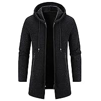 BOBT Jackets For Men Fashion Autumn And Winter Plaid Hooded Fleece Knitted Sweater Casual Jacket Coats