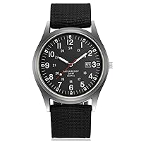 Men's Military Army Watch, Stainless Steel Nylon Strap Calendar Casual Sports Wrist Watch