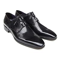 Paul Parkman Men's Ghillie Lacing Plain Toe Black Shoes (ID#076-BLK)