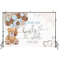 HUAYI We Can Bearly Wait To Meet You Baby Shower Backdrop Teddy Bear Decoration Background Pastel Tone Lovely Blue and Brown MOM-TO-BE Boy Babyshower Backdrops 10x6.5ft