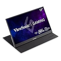 ViewSonic VX1755 17 Inch 1080p Portable IPS Gaming Monitor with 144Hz, AMD FreeSync Premium, 2 Way Powered 60W USB C, Mini HDMI, and Built-in Stand with Smart Cover,Black