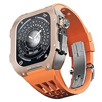 ONECMN Titan Gehäuse Gummi Band für Apple Watch Series 7 8 Series Ersatz Hochwertiges Silikon Armband Luxus Uhrenarmband für iWatch 45mm Armband