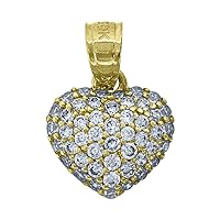 10k Yellow Gold Womens CZ Cubic Zirconia Simulated Diamond Cubic Zirconia Love Heart Charm Pendant Necklace Measures 14x9.60mm Wide Jewelry for Women