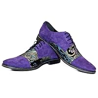 Modello Fioletto - Handmade Italian Mens Color Colorful Oxfords Dress Shoes - Cowhide Suede - Lace-Up