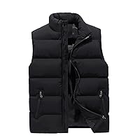 Sweat Vest For Men,Men's Winter Padded Puffer Vest Outdoor Stand Collar Sleeveless Jacket Warm Quilted Waistcoat