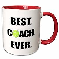 3dRose Tennis-Best Coach Ever Mug, 11 oz, Red,mug_195232_5