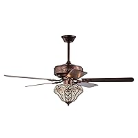 Warehouse of Tiffany Luella 26 Inch Antique Copper Finish Ceiling Fan Crystal 3 Light with Remote, Brown, Large (AY08Y08AC)