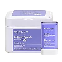 Mary&May Vegan Peptide Bakuchiol Sun Stick SPF50+ PA++++ 18g + Collagen Peptide Vital Mask 30EA/400g