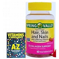 Spring Valley Vegetarian Biotin Hair, Skin, and Nails Gummies, 60 Ct+Better Guide Vitamins Supplements