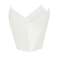 PacknWood -209CPST1B Tulips White Silicone Baking Cup Liner,White Tulip Cupcake Liners,Parchment Paper Cupcake Liners (1.25 oz, 2.5