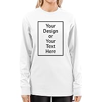 Personalized Tee Custom Long Sleeve Shirts for Women Design Your Own Image Text Photo Front/Back Print