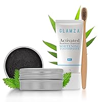 Complete Dental whitening kit - Charcoal Powder + Bamboo Toothbrush + Charcoal Toothpaste - Complete Dental Care [White Teeth]