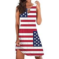 XJYIOEWT Bodycon Midi Dress,Independence Day for Women's 4 of July Printed Boho Sundress for Women Casual Summer Dress C