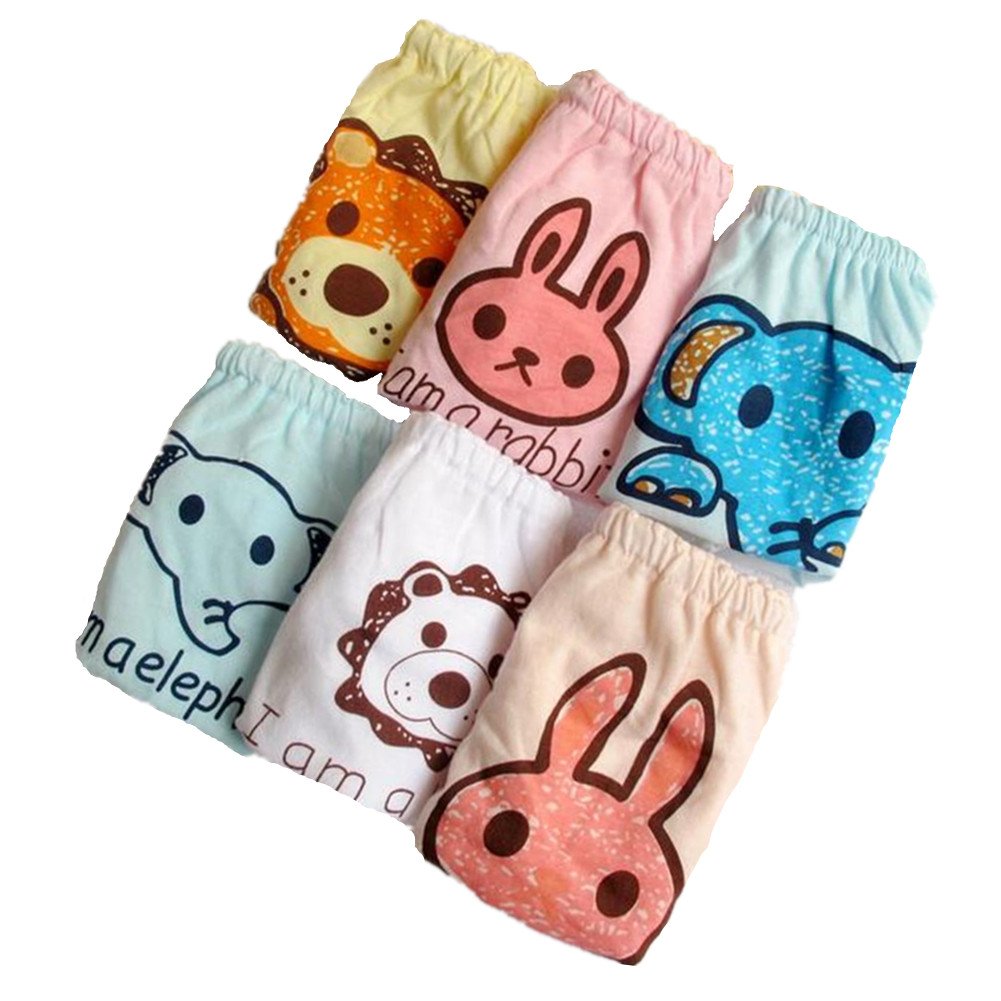 JIEYA 6-pack Unisex Baby Toddler Panty Underwear Cartoon Printed Pants