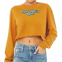 Healing Crystal Cropped Long Sleeve T-Shirt - Queen Women's T-Shirt - Unique Long Sleeve Tee