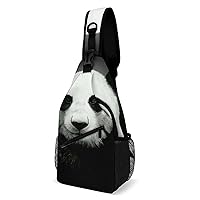 Panda Sling Bag Full Print Crossbody Backpack Shoulder Bag Lightweight One Strap Travel Hiking Daypack