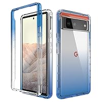 Case Compatible with Google Pixel 6,Ultra Slim Shockproof Protective Phone Case,Anti-Scratch Translucent Back Cover,TPU and Hard PC Phone Case Compatible with Pixel 6 (Color : Blue)