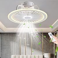 Ceiling Fan with Lighting LED Ceiling Light Fan Ceiling Light Quiet Modern Light Adjustable Wind Speed Quiet Remote Control Dimmable Bedroom Living Room Fan Lamp White