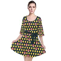 CowCow Womens Tie Dye V-Neck Loose Fit Overalls Ethnic Vintage Elephant Business Party Skater Dress, XS-5XL