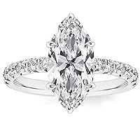 2CT Solitaire Elongated Marquise Cut Engagement Ring for Women, Simulated Diamond Promise Ring in 925 Sterling Silver