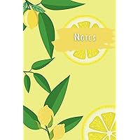 Lemon Yellow Notebook with Lemon slice | 121 page Lined Pages notepad | Fruit and Vine Motif for Creative Journal and Notes