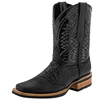 Texas Legacy Mens Brown Western Leather Cowboy Boots Snake Print Square Toe