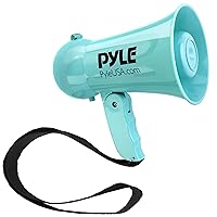 Pyle Portable Megaphone - Battery Operated Horn Loudspeaker with Siren, Built-in Dynamic Microphone and Speaker, Adjustable Volume Control, Talk, and Siren Switch (Turquoise)