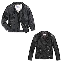 Boys Faux Leather Jackets and KIds Pu Leather Zipper Coats 7/8yrs
