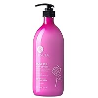 Luseta Rose Scented Body Lotion for Women 33.8oz, Moisturizing Body Lotion with Natural Rosa Rugosa Flower Extract, Sulfate & Paraben Free