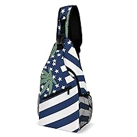 American Weed Flag Chest Bag for Men Small Sling Bag Backpack Crossbody Travel Hiking Daypack