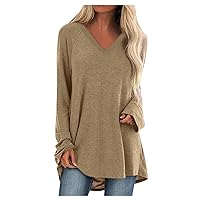 Womens Pullover Long Sleeve To Wear with Leggings Crew Neck Sweatshirts Casual Blouses Printed Shirts Loose Tops