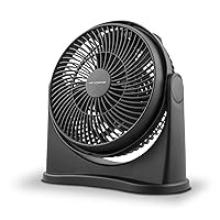 15655 High Velocity 3 Speed 8 Inch Adjustable Tilt Mini Personal Desk Fan with Wall Mount Option and Carry Handle, Black