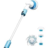 360° Shower Cleaning Brush,Electric Spin Scrubber, Cordless Floor Ceiling Scrubber, 3 Replaceable Brush Heads and 1 Hooks, Cleaning Brush Heads for Tile, Tub, Kitchen, Floor