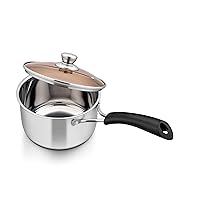 Herogo 1 Quart Saucepan with Lid, 18/10 Stainless Steel Nonstick Small Sauce Pan Pot, 1Qt Saucepan for Gas Electric Stove Top Camping, Healthy & Rust Free