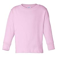 RABBIT SKINS Toddler Ribbed Shoulder Taping T-Shirt, Pink, 3T