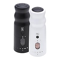 Salt and Pepper Mill Grinder Set - Refillable High Volume Automatic Mill with Built-In LED Lighting & Rechargeable Lithium Battery (Black Pepper Mill + Salt Mill)