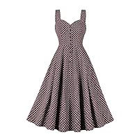 Sweetheart Neck Purple Long Dresses for Women Summer Single Breasted Pockets Polka Dot Vintage Tank Dress