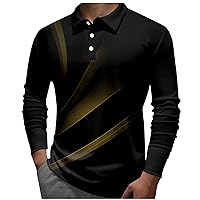 DuDubaby Shirts for Men Big and Tall Lapel Long Sleeve Printed Casual Top Loose Sports Lapel Shirt