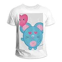 Cute Mouse with Heart Balloon Unisex T-Shirt Fashion Round Neck Casual Sports Top