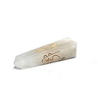 Crystal Usui Engraved Tower Obelisk 3.5 inch Approx. Wand Jet International Healing Spiritual Divine India A++ Crystal Therapy Pouch