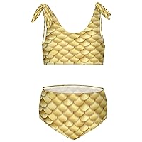 Golden Fish Snake Scales Girls Swimsuits Kids Bikini Sets 2 Pcs Bathing Suit for 3T