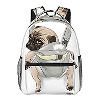 Pug Dog Large Backpack For Men Women Personalized Laptop Tablet Travel Daypacks Shoulder Bag