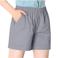 Womens Casual Shorts Plus Size Elastic Waist Shorts Lightweight Baggy Shorts with Pockets Summer Fashion 2024 Shorts