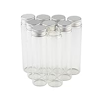 60ml Empty Seal Jars Glass Bottle with Aluminium Gold or Silver Color Screw Cap Sealed liquid Food Gift Container 50units (50, 60ML-LU-cap)