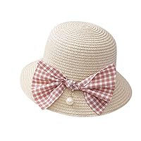 Kids Summer Straw Bowknot Beach Sun Hats for Girls Kids Toboggan Hat Girls