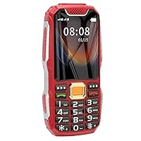 2.4 Inch HD Unlock Cell Phone, 2G Dual SIM Phone with SOS, Big Button, Stereo Loudspeaker, One Touch Dial, 2400mAh Battery, Flashlight (Red)
