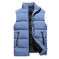 Men's Cotton Puffer Vest Sleeveless Jacket Winter Casual Thick Warm Outerwear Coat For Travel Hiking Vests Outwear
