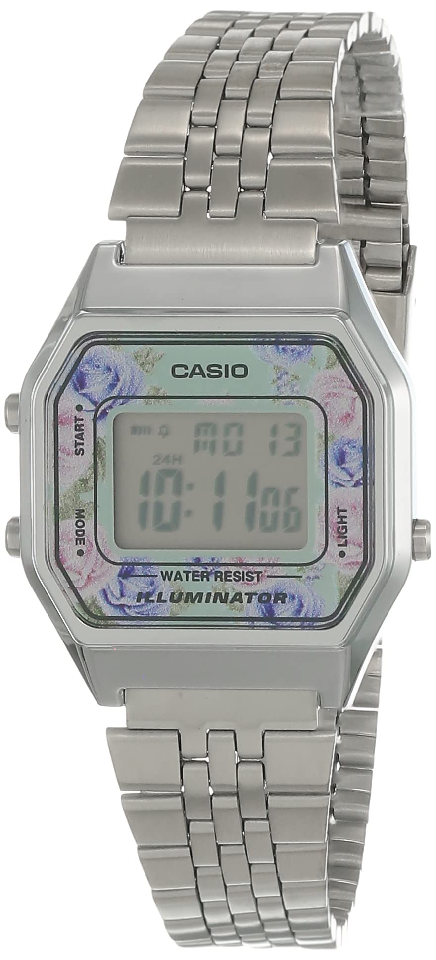 Casio LA680WA-2C Women's Vintage Floral Dial Alarm Chronograph Digital Watch