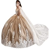 Women's Sweetheart Neck Lace Beading Quinceanera Dresses with Cape Ball Gown Princess Sweet 16 Dress Tulle