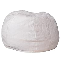 Flash Furniture Dillon Small Bean Bag Chair for Kids and Teens, Foam-Filled Beanbag Chair with Machine Washable Cover, White Furry